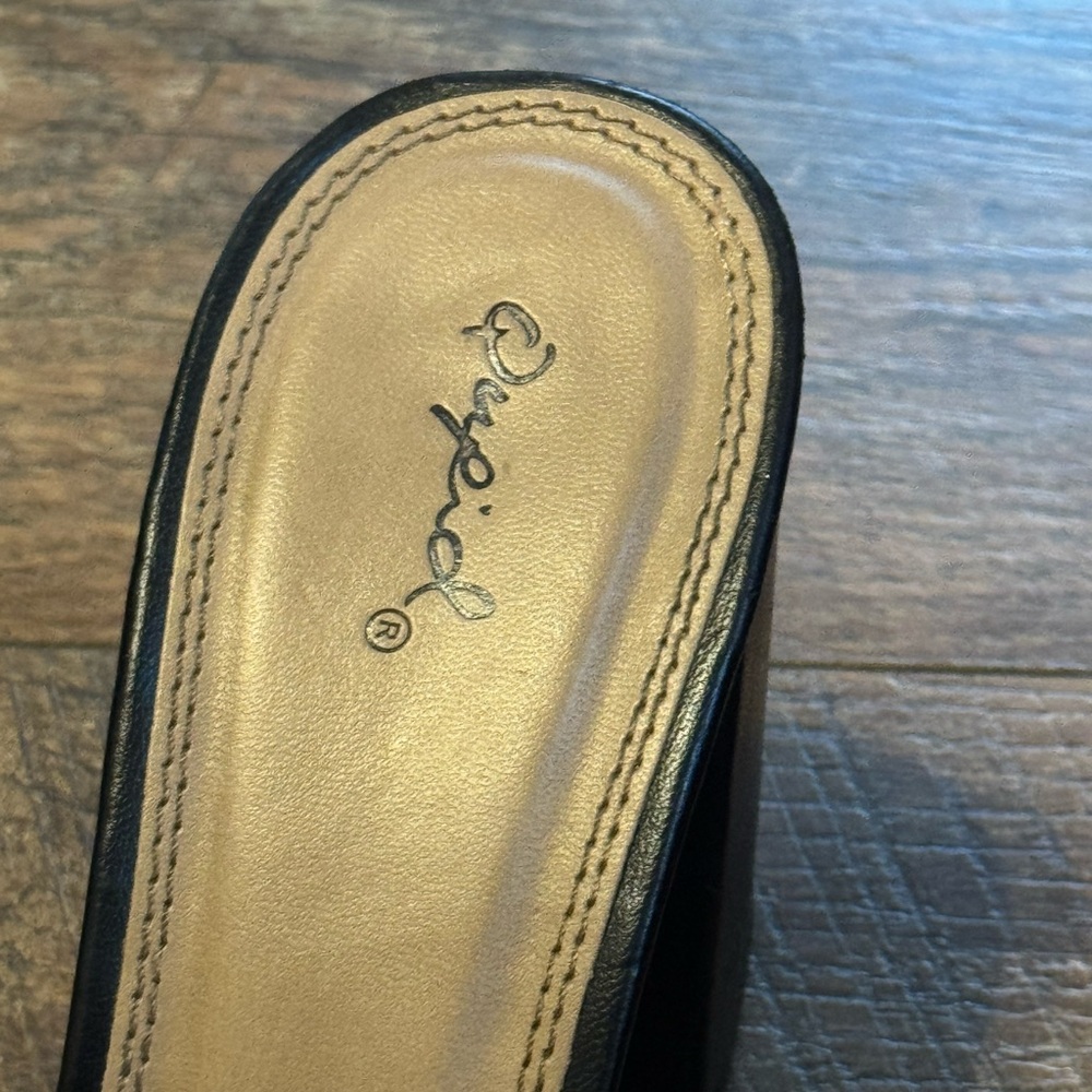 Qupid Black Ribbed Slide Block Heels - Picture 2 of 6